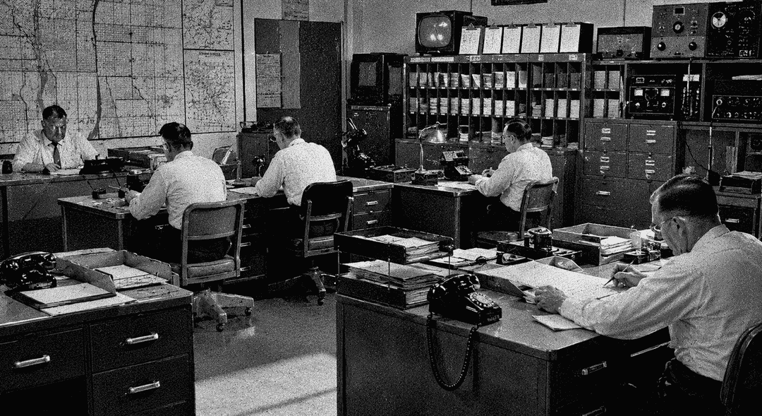 public service staff working in an operations office